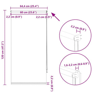 vidaXL Blackout Roller Blind 64.4 x 120 cm, Fabric Width 60 cm, Off-White