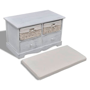 vidaXL Storage Bench White 62×33×42 cm Paulownia Wood