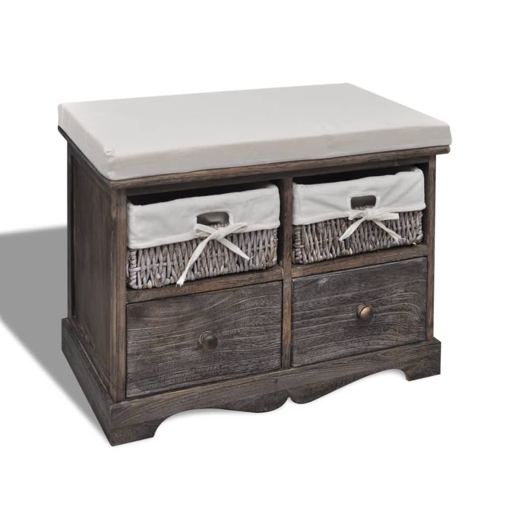 vidaXL Storage Bench Brown 62x33x42 cm Paulownia Wood