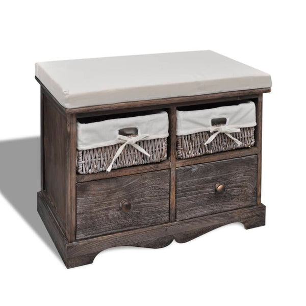 vidaXL Storage Bench Brown 62x33x42 cm Paulownia Wood