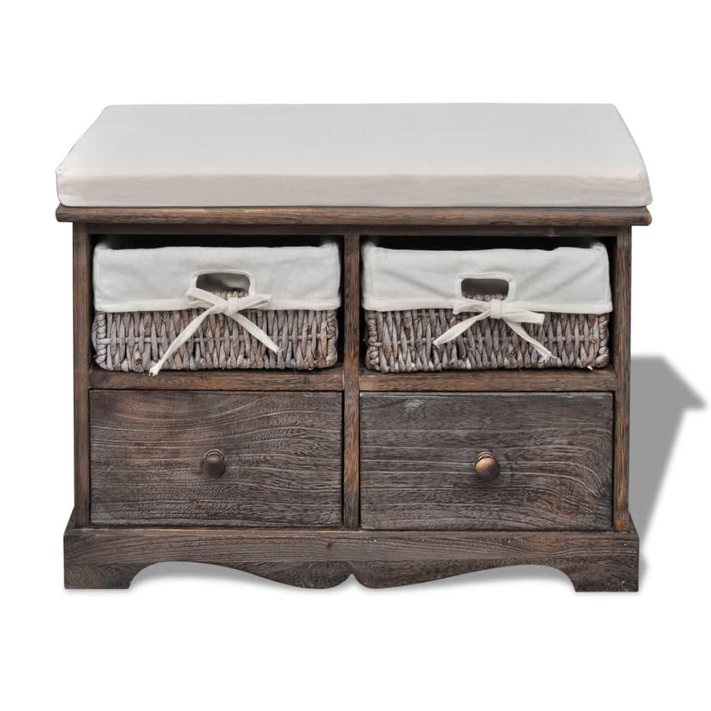 vidaXL Storage Bench Brown 62x33x42 cm Paulownia Wood