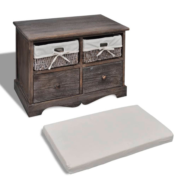 vidaXL Storage Bench Brown 62x33x42 cm Paulownia Wood
