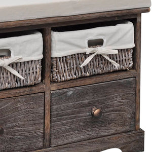 vidaXL Storage Bench Brown 62x33x42 cm Paulownia Wood