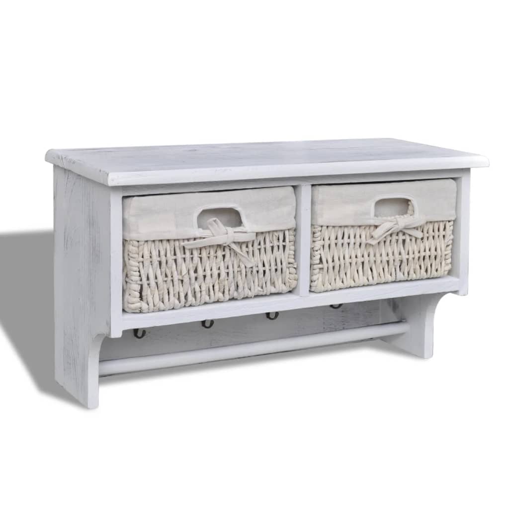 vidaXL Wall Shelf White 60x23.5x33 cm Paulownia Wood