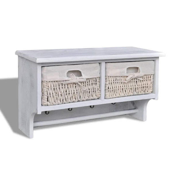 vidaXL Wall Shelf White 60x23.5x33 cm Paulownia Wood