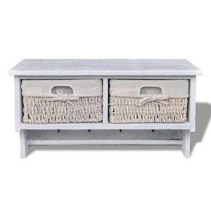 vidaXL Wall Shelf White 60x23.5x33 cm Paulownia Wood