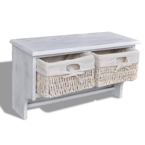vidaXL Wall Shelf White 60x23.5x33 cm Paulownia Wood