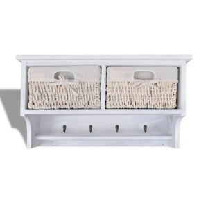 vidaXL Wall Shelf White 60x23.5x33 cm Paulownia Wood