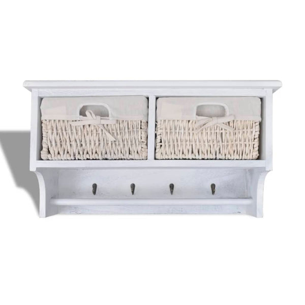 vidaXL Wall Shelf White 60x23.5x33 cm Paulownia Wood