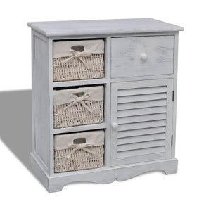 vidaXL Chest of Drawers with 3 Baskets White