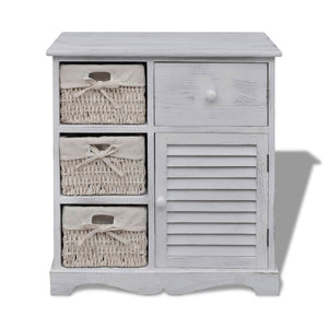 vidaXL Chest of Drawers with 3 Baskets White