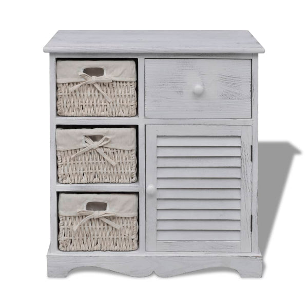 vidaXL Chest of Drawers with 3 Baskets White