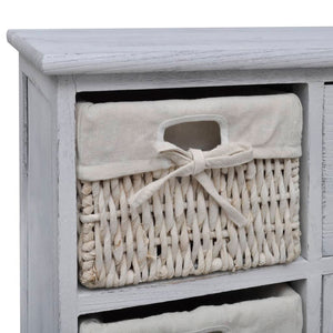 vidaXL Chest of Drawers with 3 Baskets White