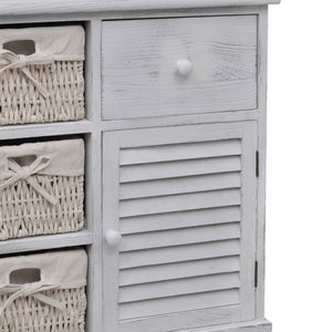 vidaXL Chest of Drawers with 3 Baskets White