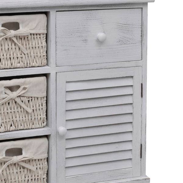 vidaXL Chest of Drawers with 3 Baskets White