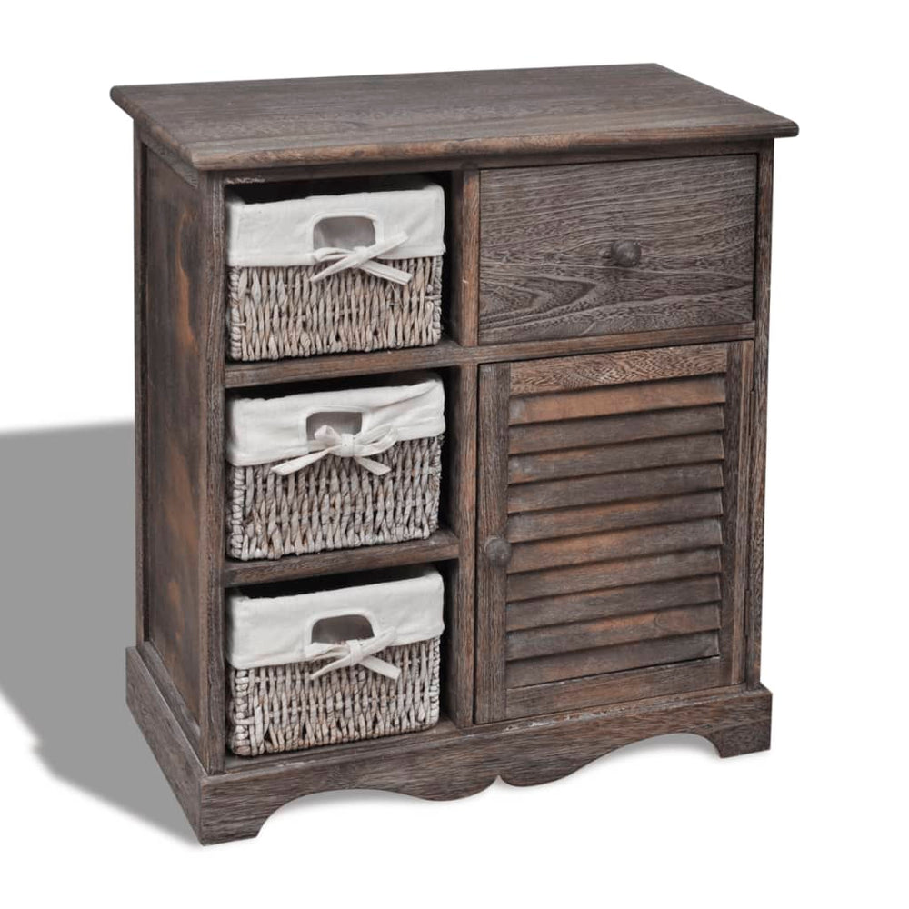 vidaXL Chest of Drawers with 3 Baskets Brown