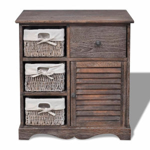 vidaXL Chest of Drawers with 3 Baskets Brown