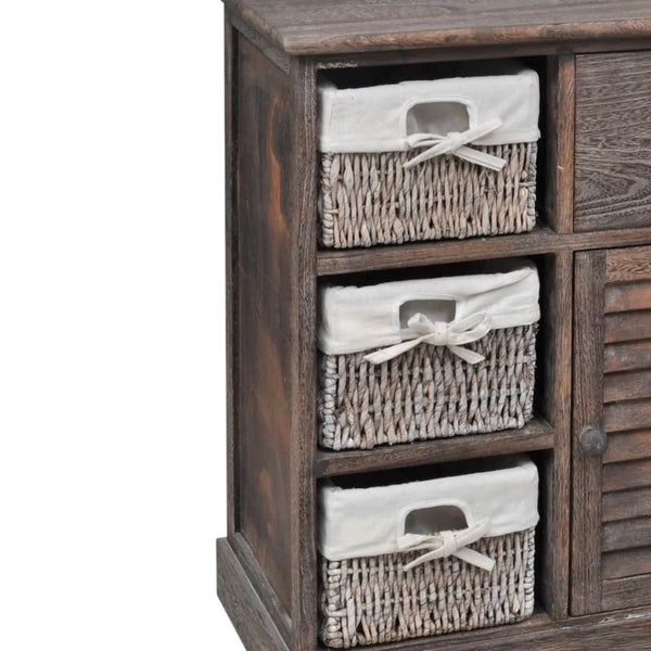 vidaXL Chest of Drawers with 3 Baskets Brown