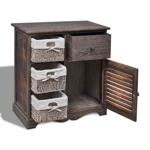 vidaXL Chest of Drawers with 3 Baskets Brown