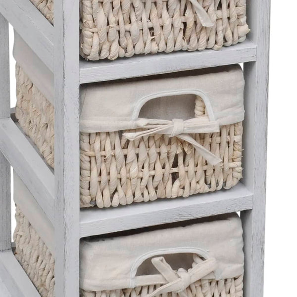 vidaXL Wooden Cabinet with 3 Wicker Baskets White