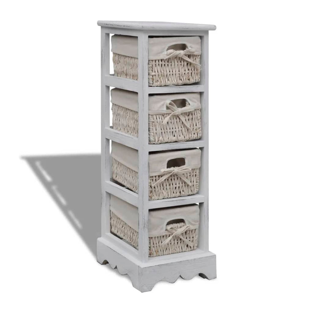 vidaXL Wooden Basket Shelf with 4 Baskets White
