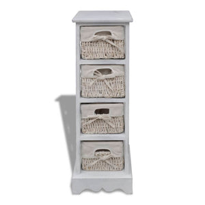 vidaXL Wooden Basket Shelf with 4 Baskets White