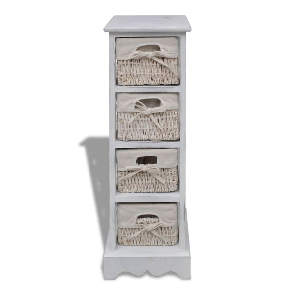 vidaXL Wooden Basket Shelf with 4 Baskets White