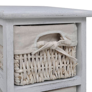 vidaXL Wooden Basket Shelf with 4 Baskets White