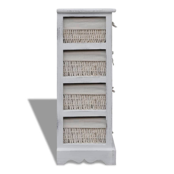 vidaXL Wooden Basket Shelf with 4 Baskets White