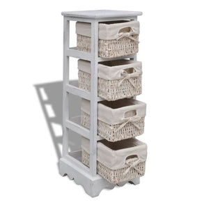 vidaXL Wooden Basket Shelf with 4 Baskets White