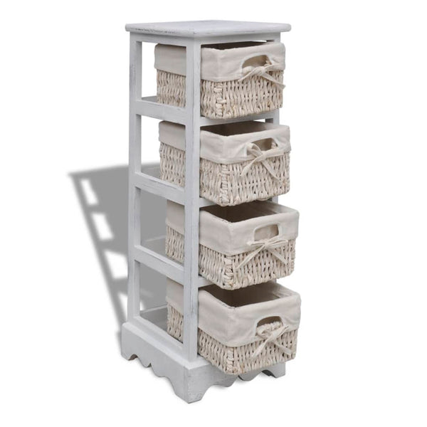 vidaXL Wooden Basket Shelf with 4 Baskets White