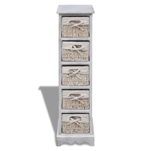 vidaXL Wooden Basket Shelf with 5 Baskets White