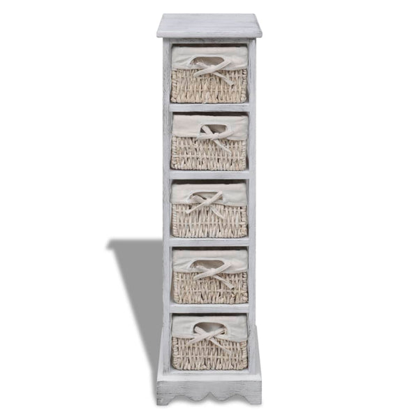 vidaXL Wooden Basket Shelf with 5 Baskets White