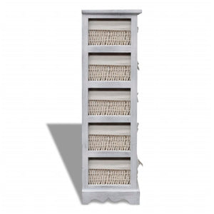 vidaXL Wooden Basket Shelf with 5 Baskets White