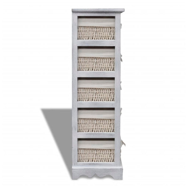 vidaXL Wooden Basket Shelf with 5 Baskets White