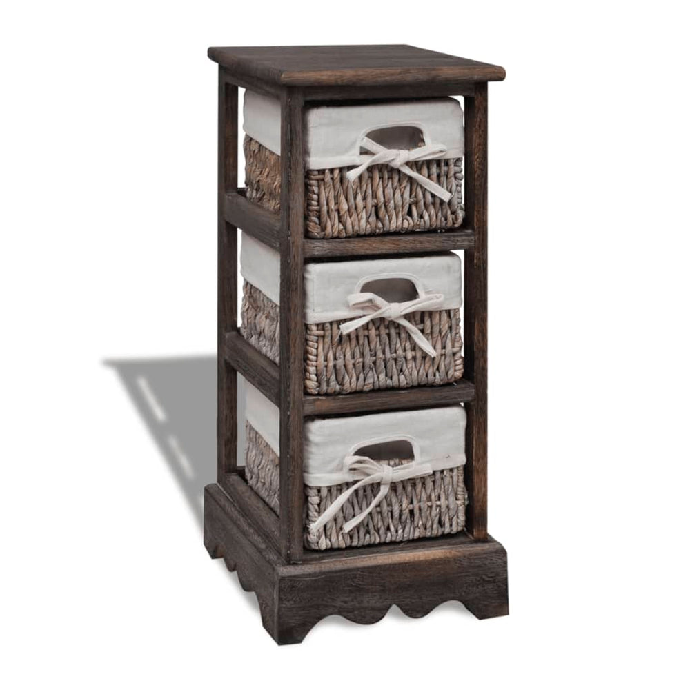 vidaXL Wooden Basket Shelf with 3 Baskets Brown
