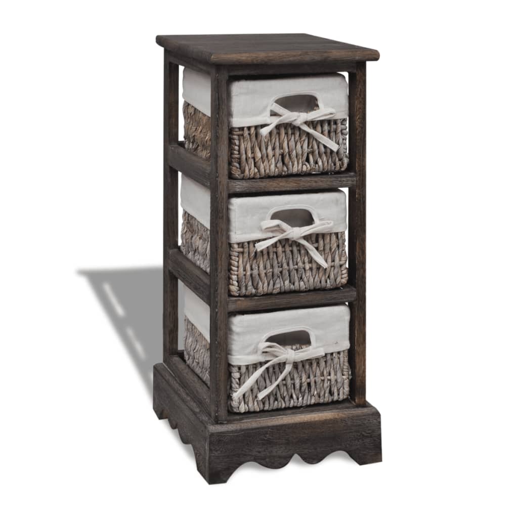 vidaXL Wooden Basket Shelf with 3 Baskets Brown