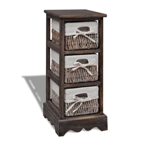 vidaXL Wooden Basket Shelf with 3 Baskets Brown