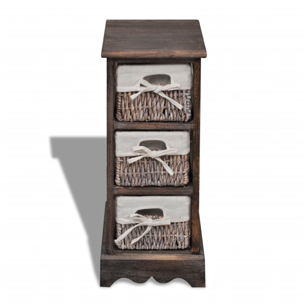 vidaXL Wooden Basket Shelf with 3 Baskets Brown
