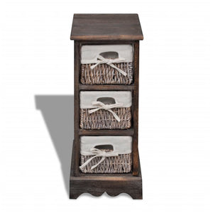vidaXL Wooden Basket Shelf with 3 Baskets Brown