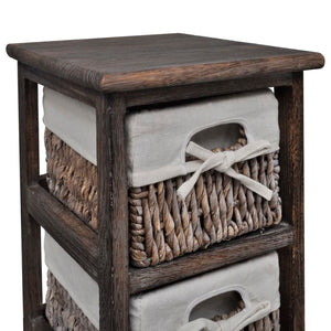 vidaXL Wooden Basket Shelf with 3 Baskets Brown