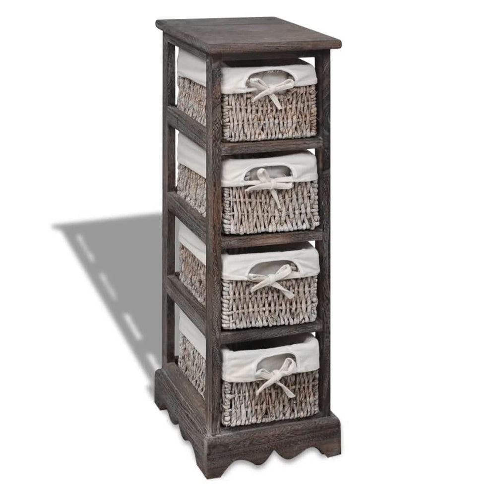 vidaXL Wooden Basket Shelf with 4 Baskets Brown