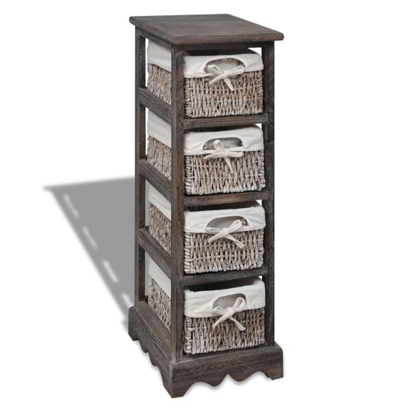 vidaXL Wooden Basket Shelf with 4 Baskets Brown