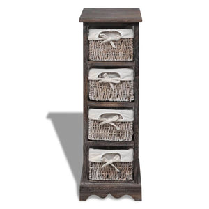 vidaXL Wooden Basket Shelf with 4 Baskets Brown