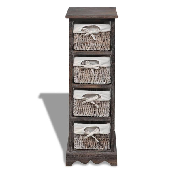 vidaXL Wooden Basket Shelf with 4 Baskets Brown
