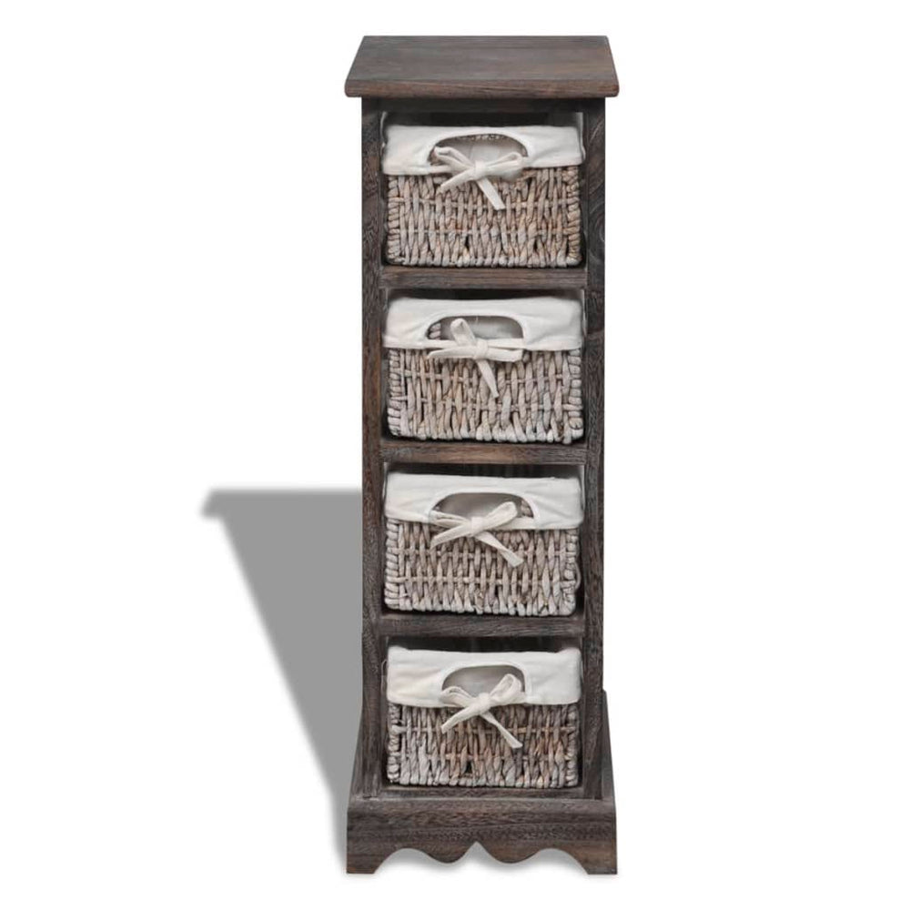 vidaXL Wooden Basket Shelf with 4 Baskets Brown