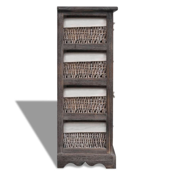 vidaXL Wooden Basket Shelf with 4 Baskets Brown