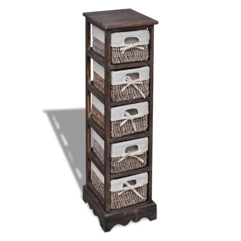 vidaXL Wooden Basket Shelf with 5 Baskets Brown