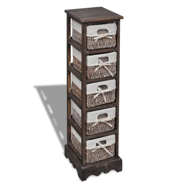 vidaXL Wooden Basket Shelf with 5 Baskets Brown