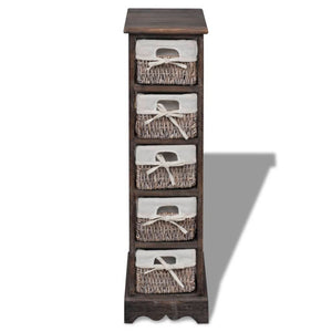 vidaXL Wooden Basket Shelf with 5 Baskets Brown